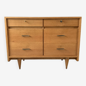 Large vintage 6-drawer chest of drawers from the 50s in oak.