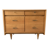 Large vintage 6-drawer chest of drawers from the 50s in oak.