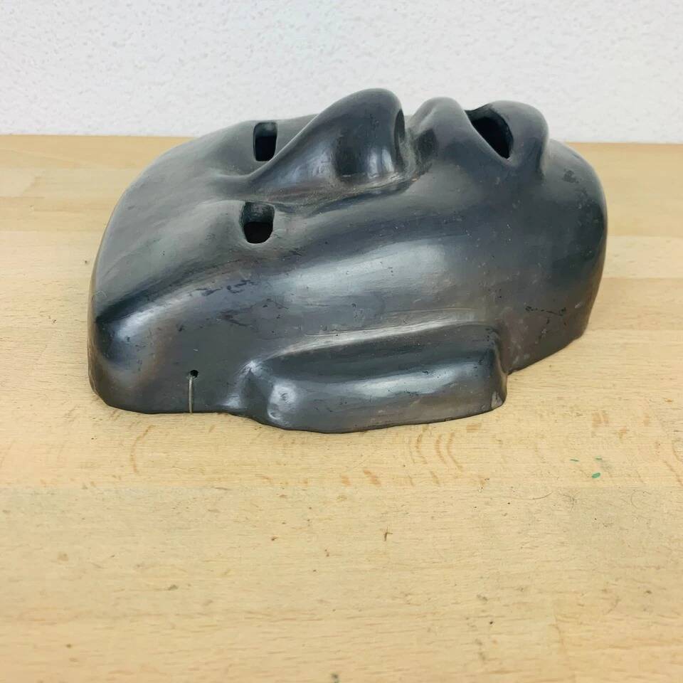 Black ceramic mask, Mexican tribal art