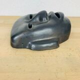 Black ceramic mask, Mexican tribal art