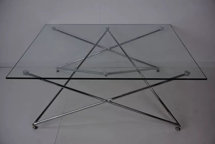 Table basse chrome et verre