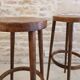Pair of Baumann wooden high stools