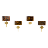 Set de 4 appliques laiton et bronze patiné signées Maison Charles 1970