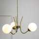 Italian Mid-century Brass and Opaline Glass Chandelier