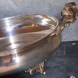 Alpaca silver metal serving dish with flowers