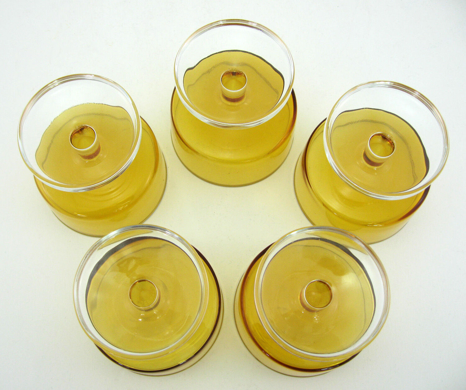 5 glasses of tempered glass champagne - amber yellow color - Cavalier Luminarc France - vintage year old