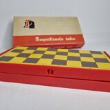 Vintage 80s Latvian Travel Magnetic Chess Set Complete with Pieces and Board