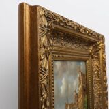 Realistic oil painting with baroque frame by Jan Berkhout (1937), The Netherlands