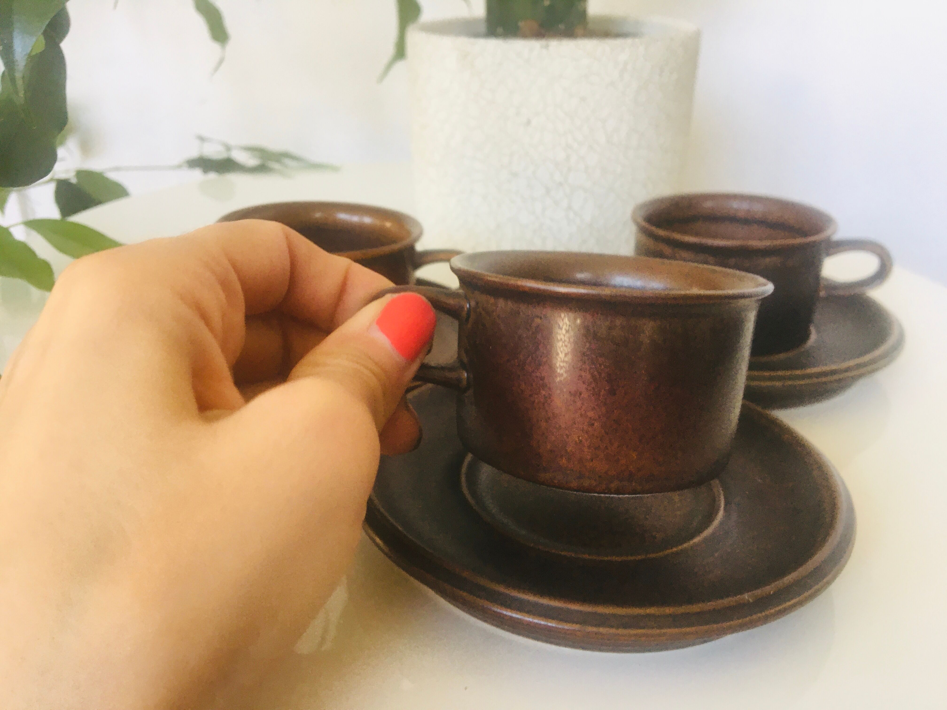 3 cups Arabia Ruska coffee set by Ulla Procope