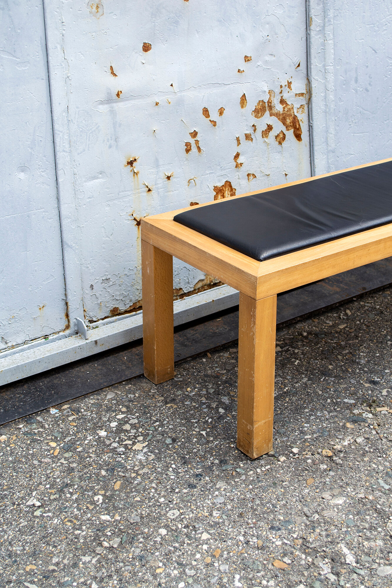 Bench in wood and leather by Salmistraro, Italy, 80s