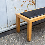 Bench in wood and leather by Salmistraro, Italy, 80s