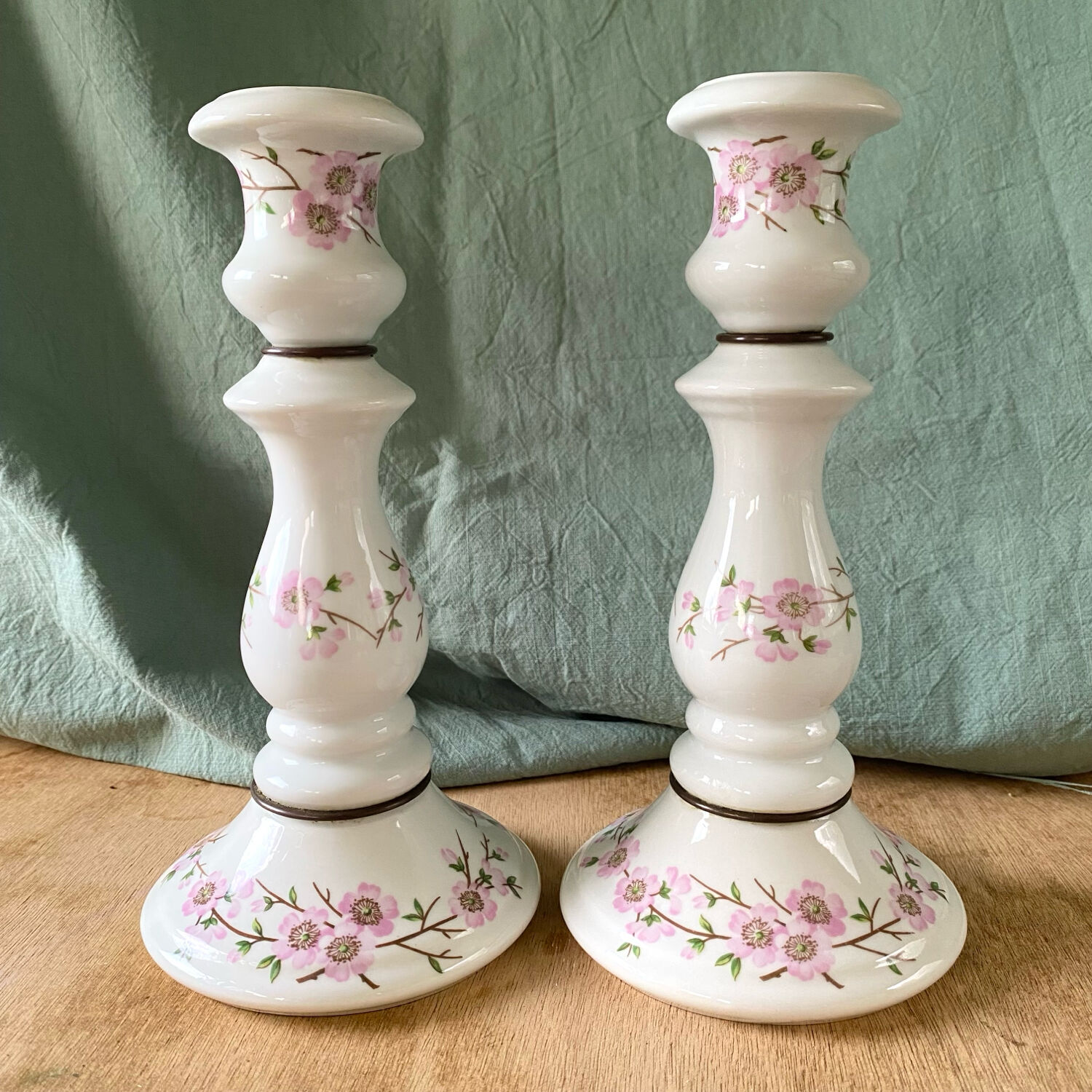 Pair of porcelain candlesticks from Paris