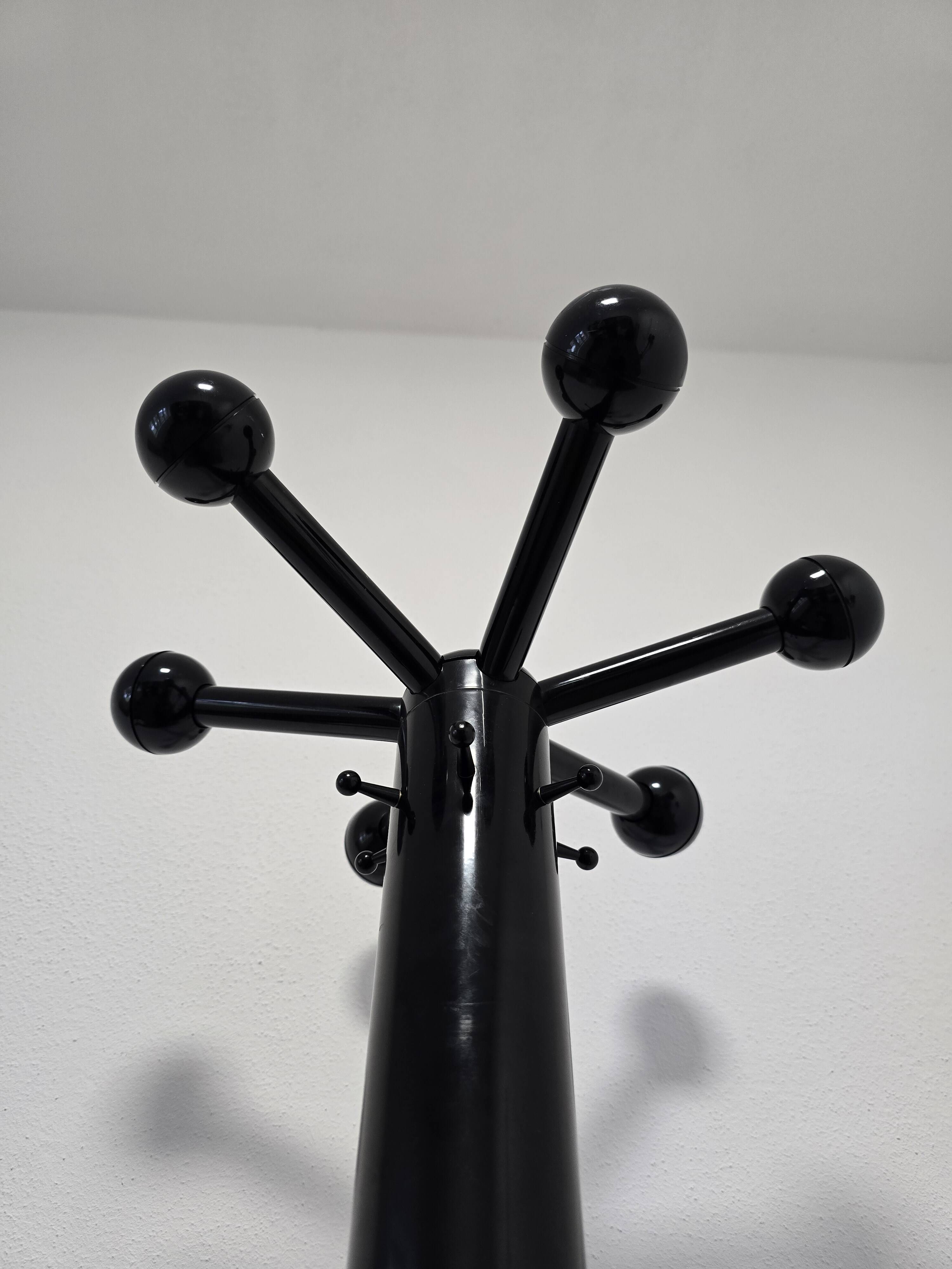80s Stylish Black Coat Rack and Umbrella Stand