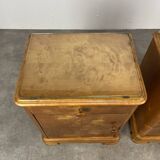 Pair of art deco burl bedside tables, 1930