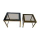 Tables gigognes vintage 1970 métal doré & verre