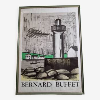 Affiche lithographique encadrée "Le Phare De Guilvinec" d'après Bernard Buffet, Mourlot Paris