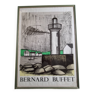 Framed lithographic poster "Le Phare De Guilvinec" after Bernard Buffet, Mourlot Paris