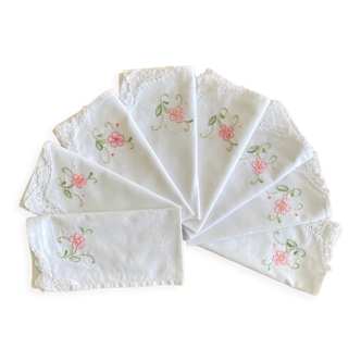 8 napkins "les primroses" - cotton thread - 36x40 cm