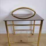 Side table gilded metal and glass
