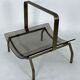 Fontana Arte, Mid-Century brass and curved glass magazine holder. Italy 1960s