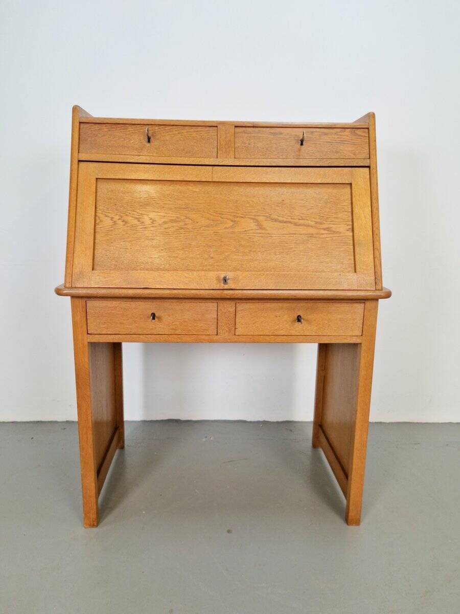 Art Deco Arts & Crafts Secretary in Natural Oak, 1930s