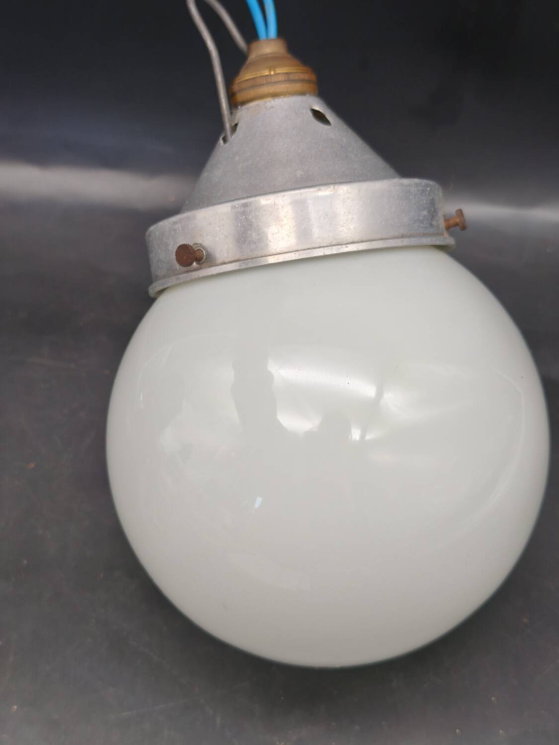 Vintage industrial opaline pendant light