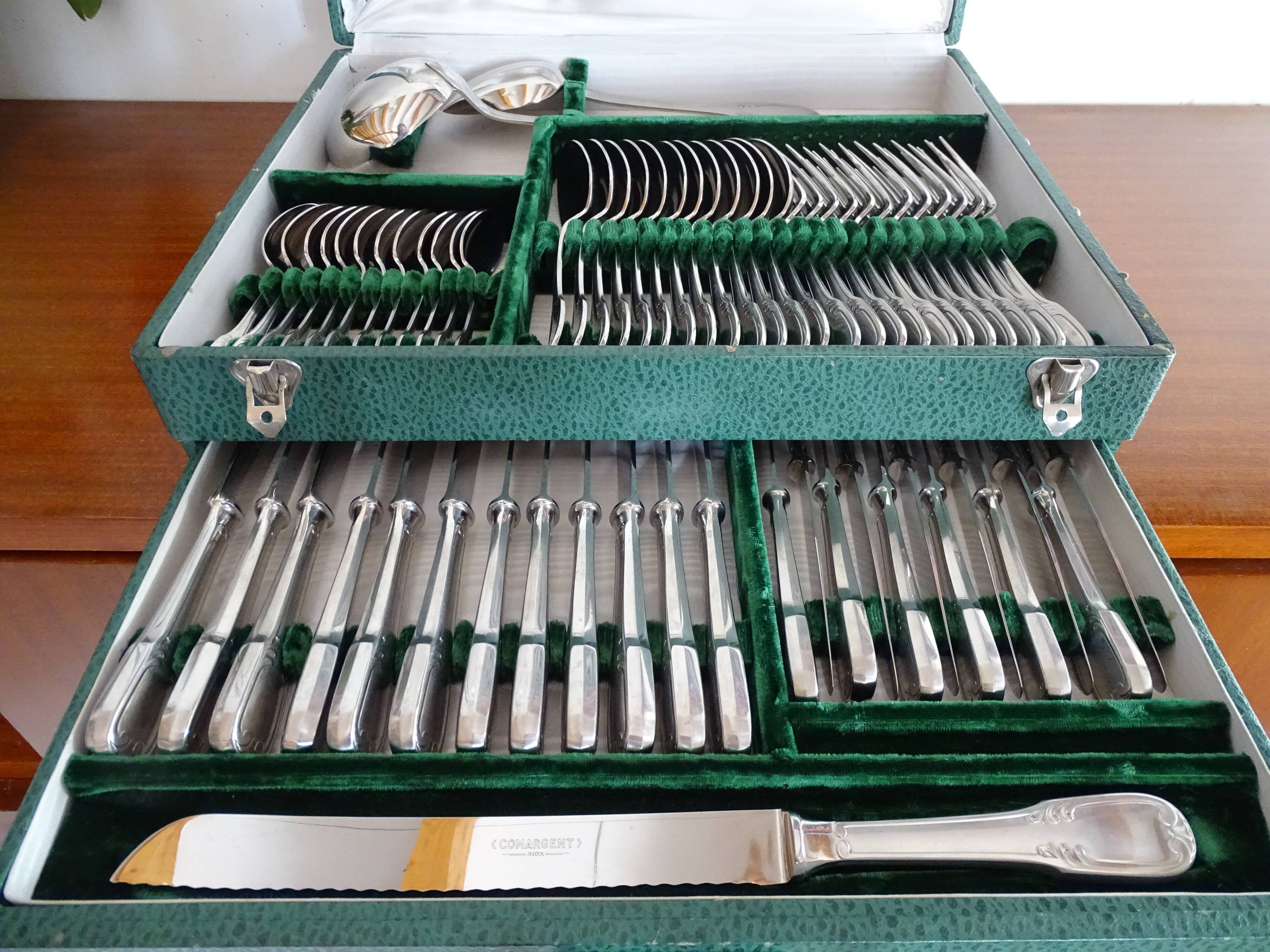 Comargent 63 pieces vintage Louis XV monohull stainless steel