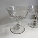 Set of 6 depicted art deco engraved crystal champagne glasses mismatched 50s