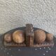 Pair of vintage carved wood and metal ball bookends
