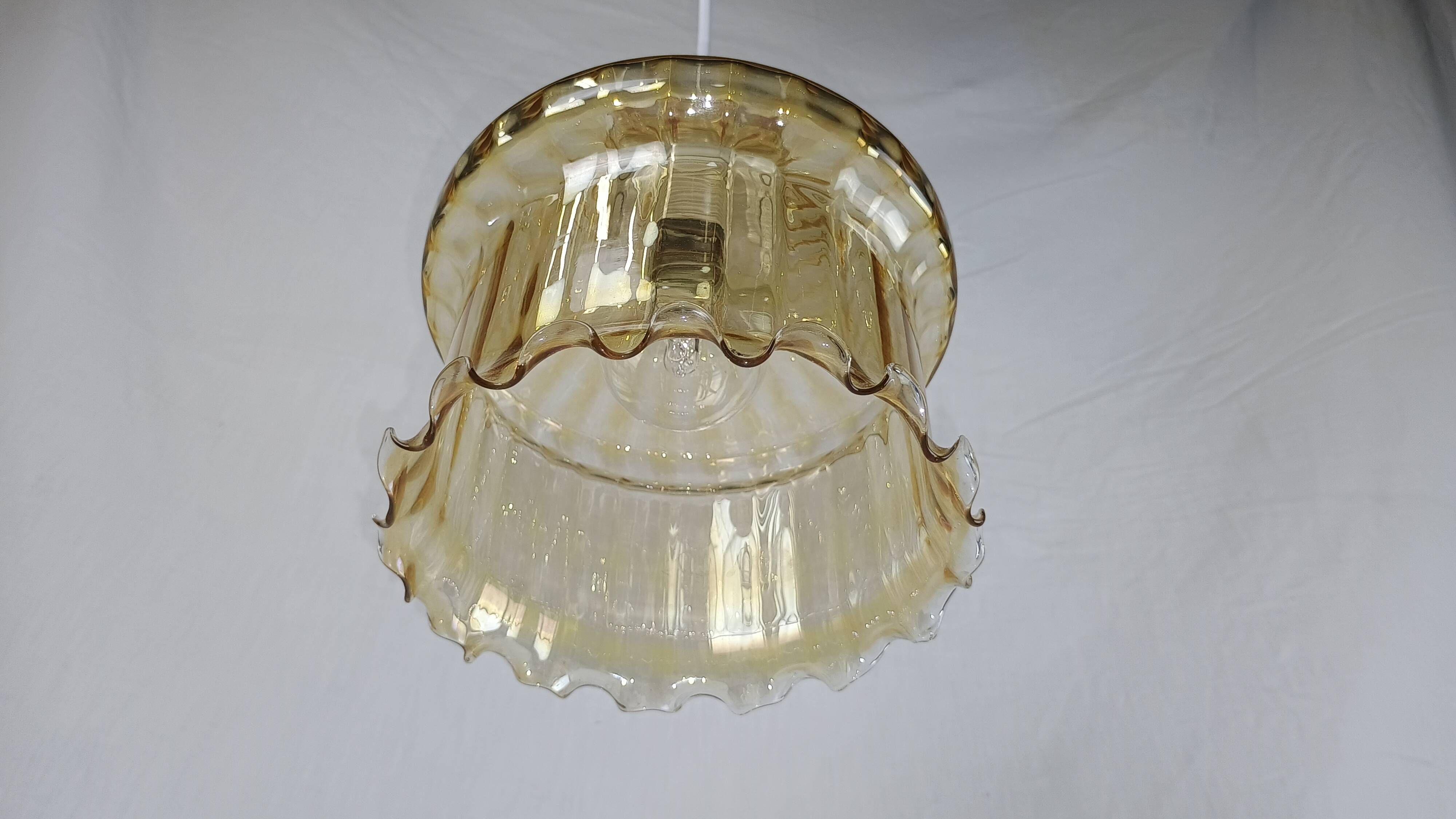 Venini Vintage Murano Glass Amber Pendant Light