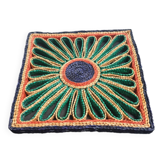 Raffia trivet:multicolor