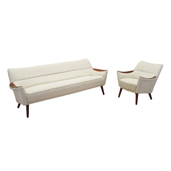 Ensemble de salon beige, design danois, années 1970, production : Danemark