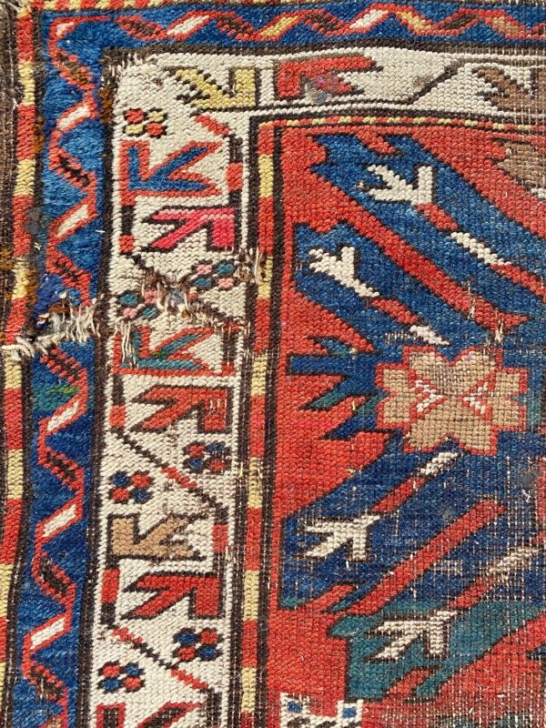 Ancient Caucasian carpet Kazak eagle 143x257 cm