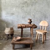 Small child's chair in natural blond teak back with three bars