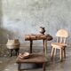Small child's chair in natural blond teak back with three bars