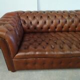 Light brown leather chesterfield sofa