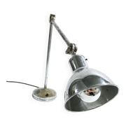 Vintage industrial chrome work light by AGI, 1930s