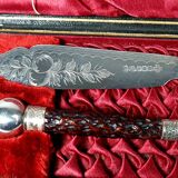 Antique English silver plated and wood dessert service cutlery B522