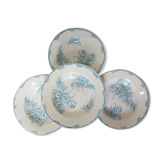 4 vintage ironstone soup plates from L&G, Oeillets model 220520