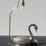 Lampe cygne bronze argenté années 70