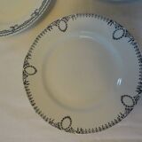 3 assiettes plates faïence ancienne St Amand Salins  vert