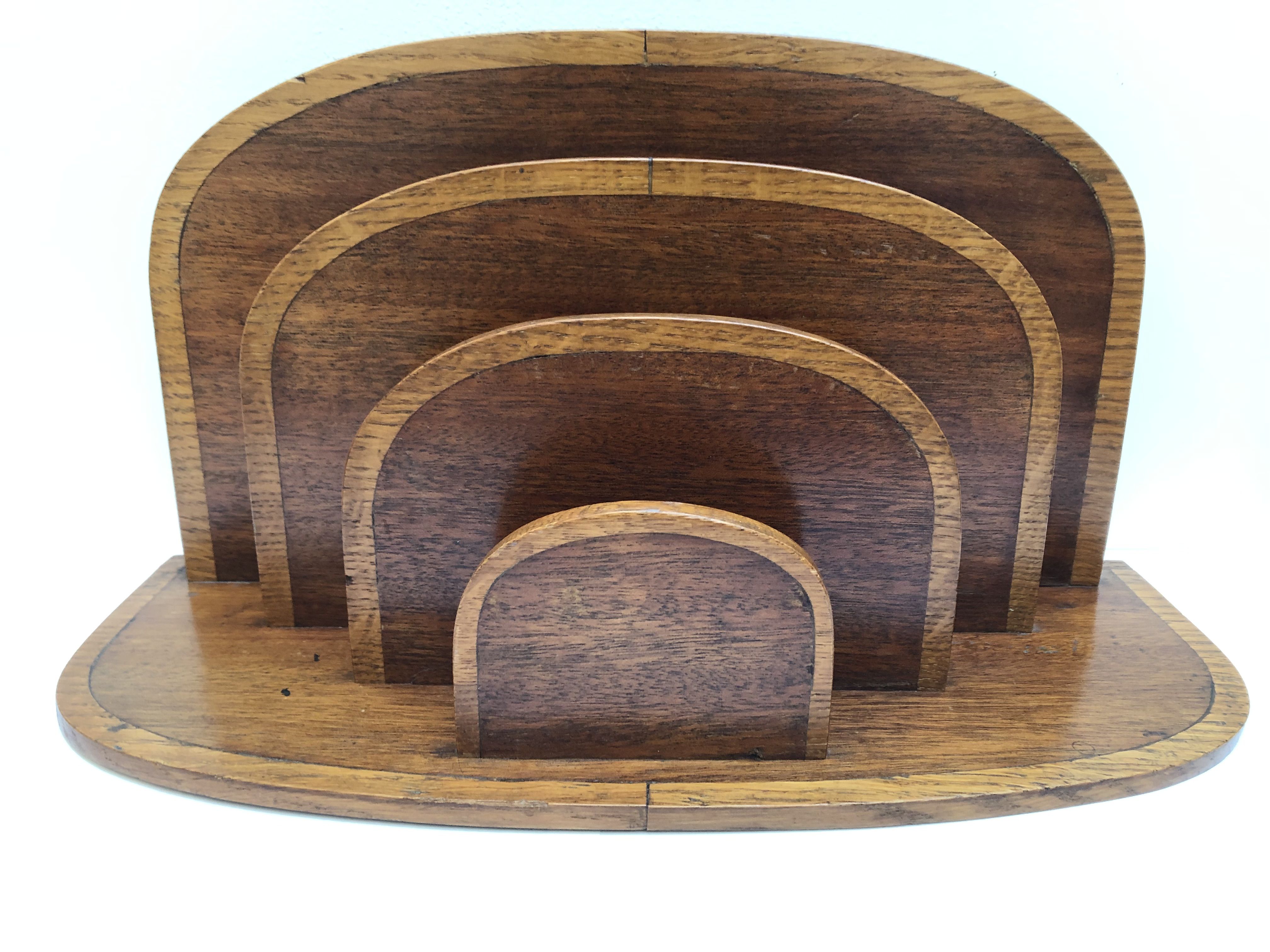 Former sorter of art deco desk in two-tone oak and mahogany wood
