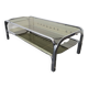 Chromed metal coffee table with smoked glass top from the 70s