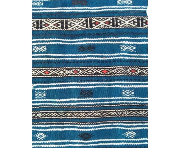 Hand-made blue kilim in pure wool - 215x125cm