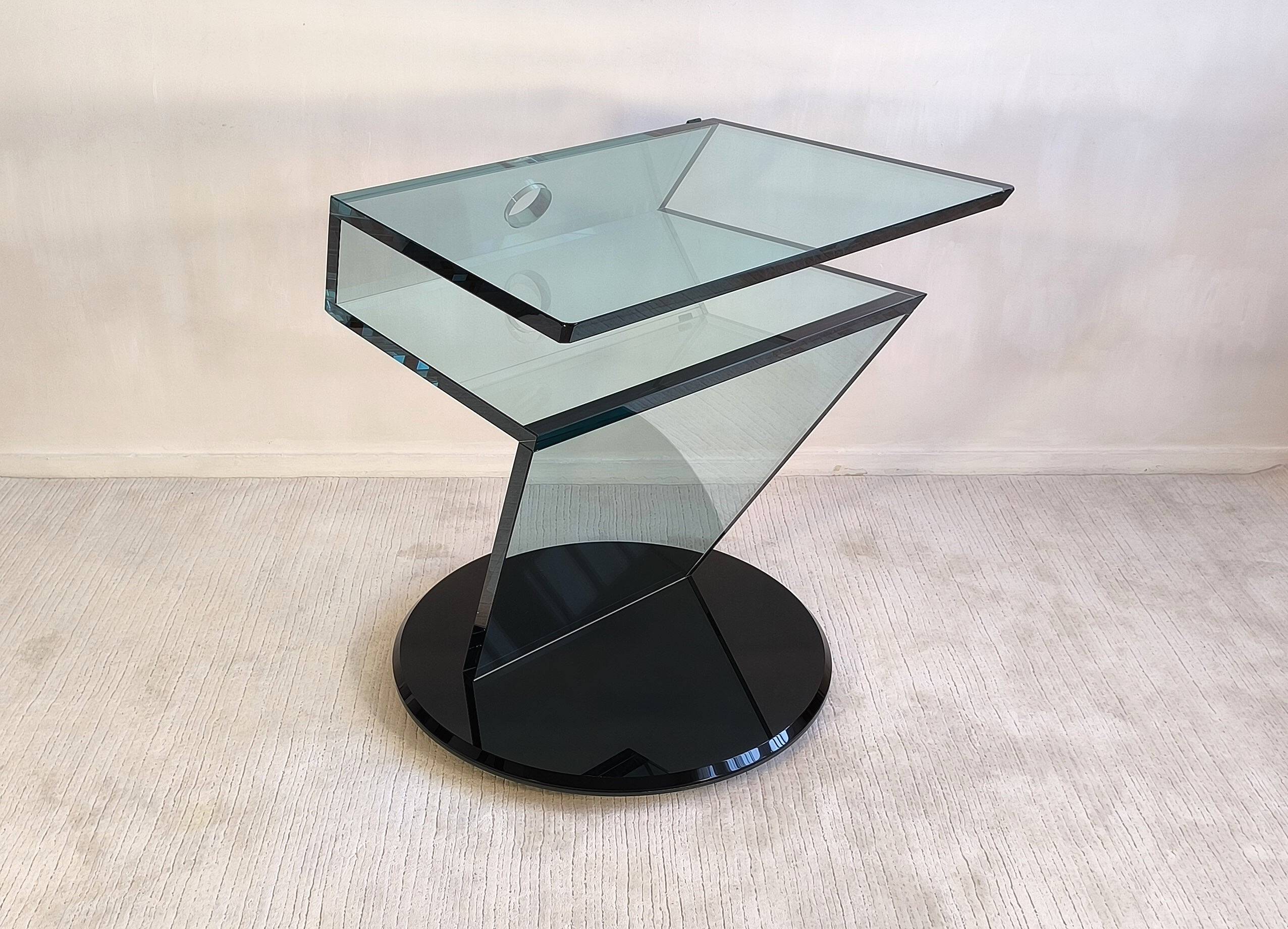 Reflex Angelo – sumptuous glass TV stand “jazz” signed Reflex Angelo made