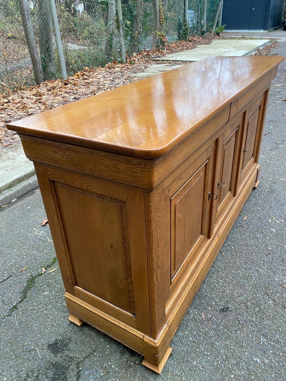 Buffet enfilade Louis Philippe en chêne massif du 20ème 186cm