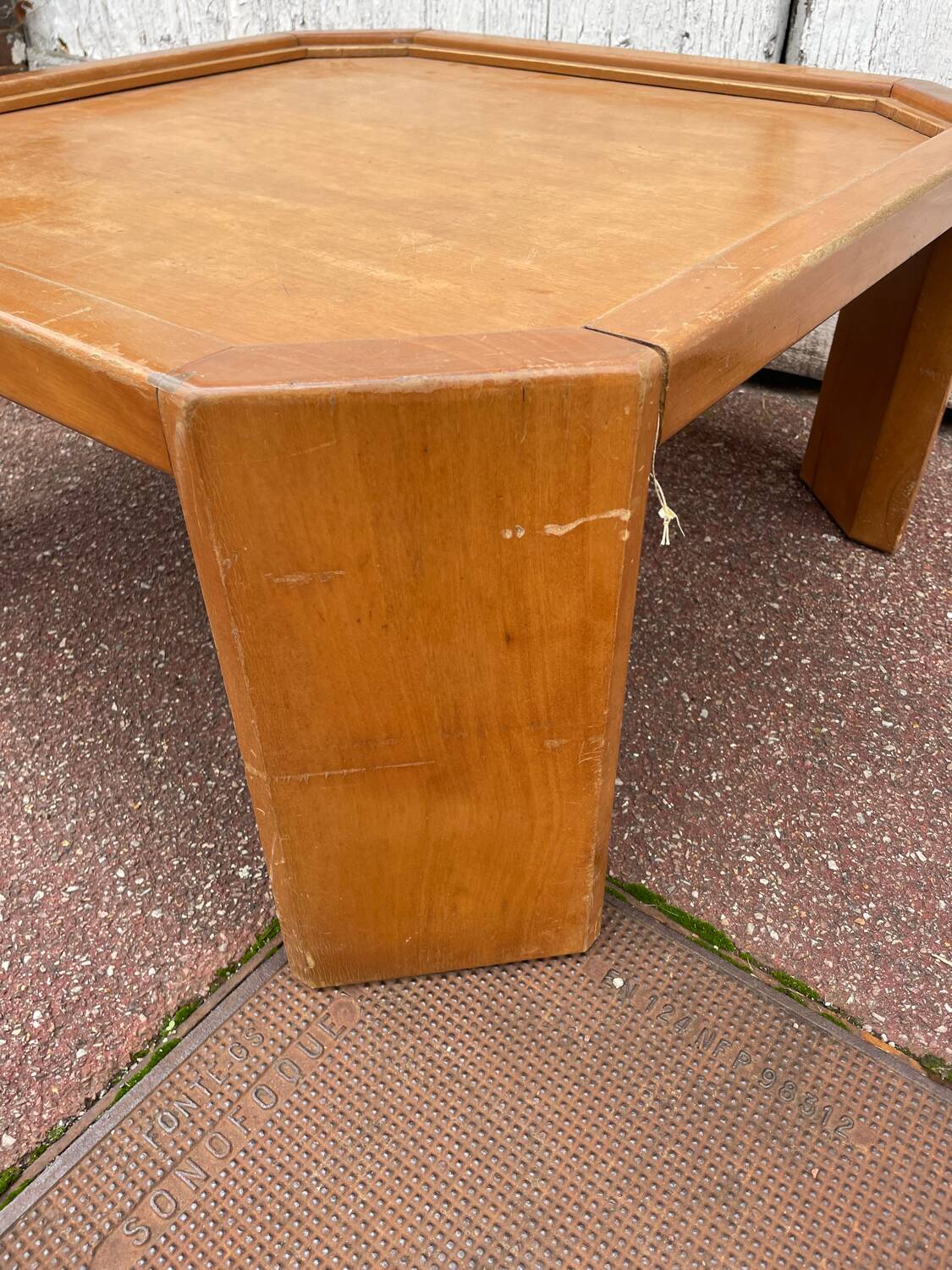 Vintage octagonal wooden coffee table