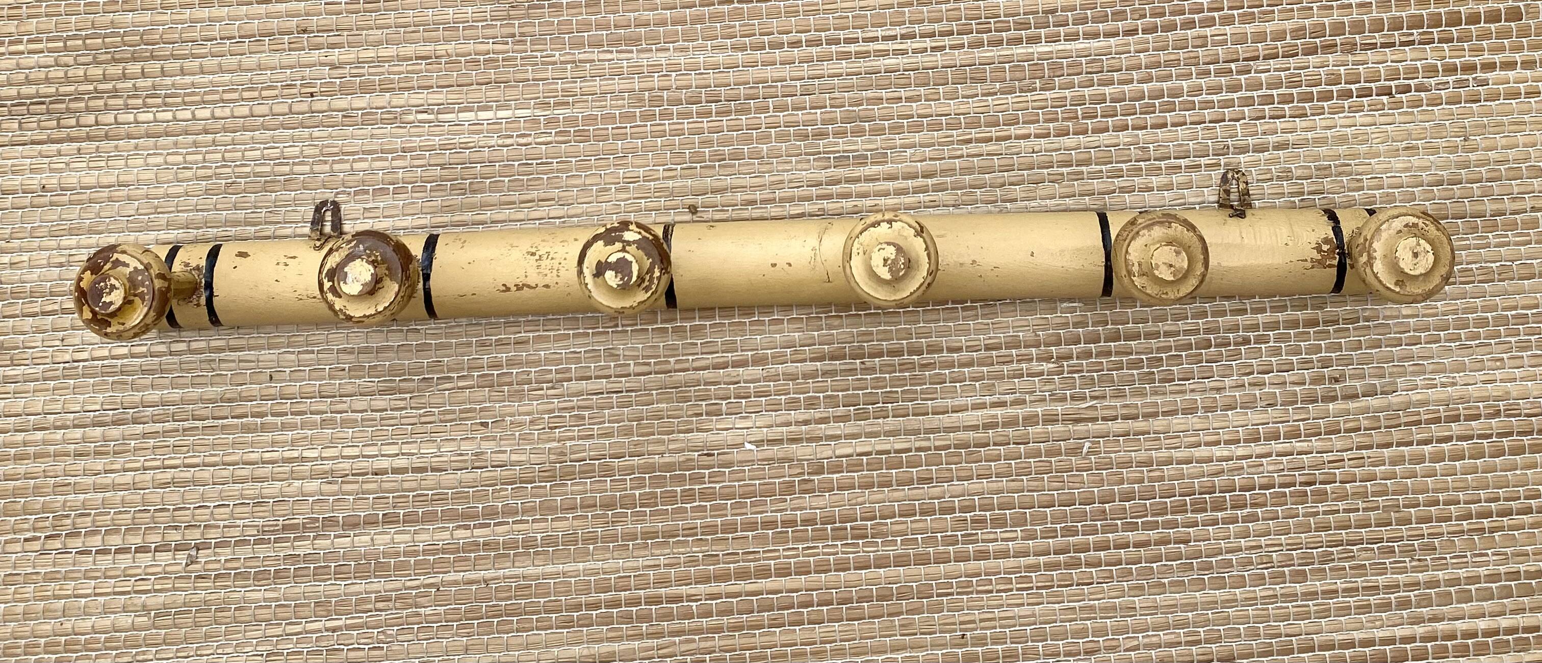 Antique wooden wall coat rack with 6 hooks, 1900