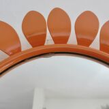 Large 1970s "flower" mirror in orange metal
