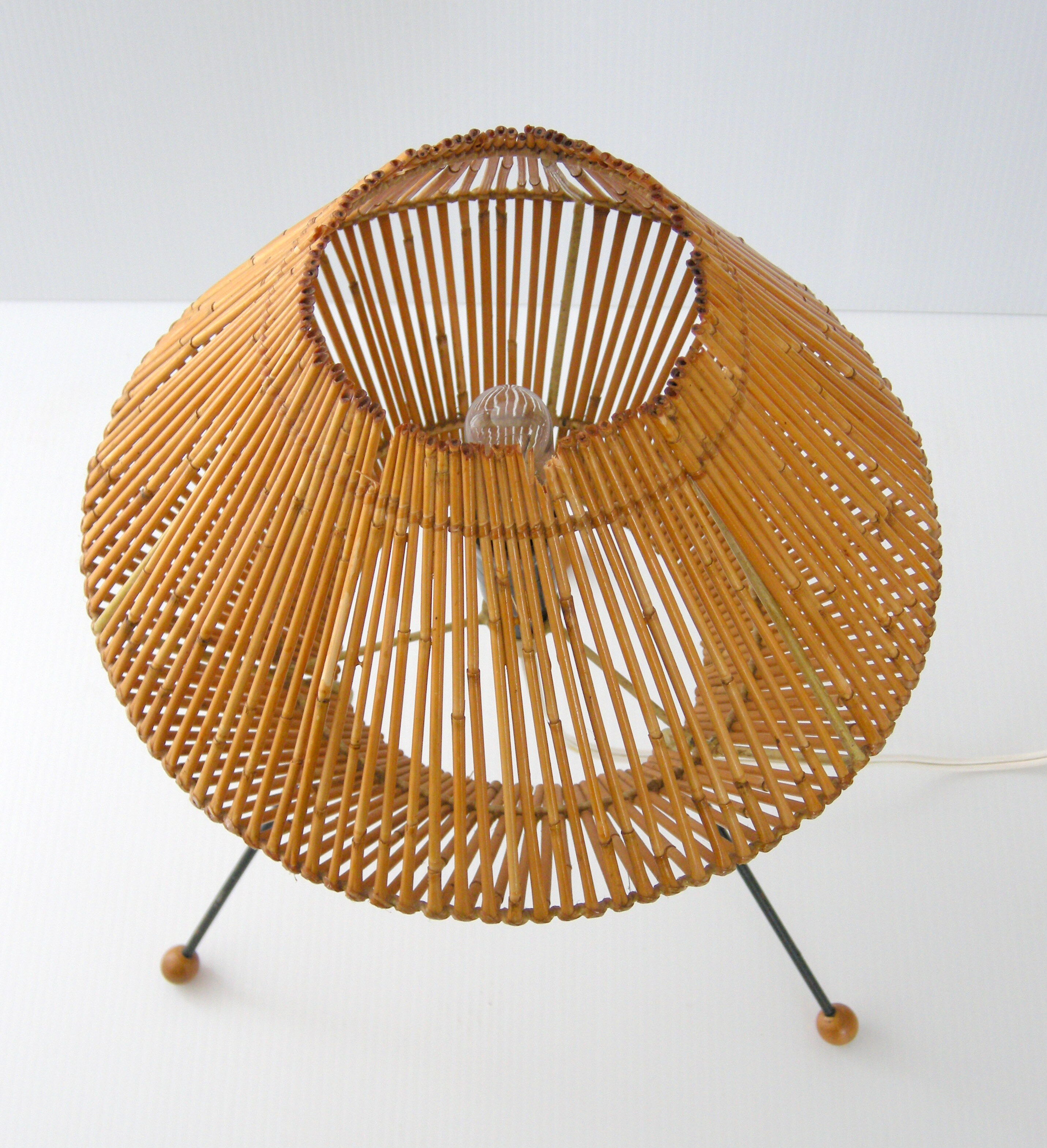 Three-year rattan lamp 1950 vintage